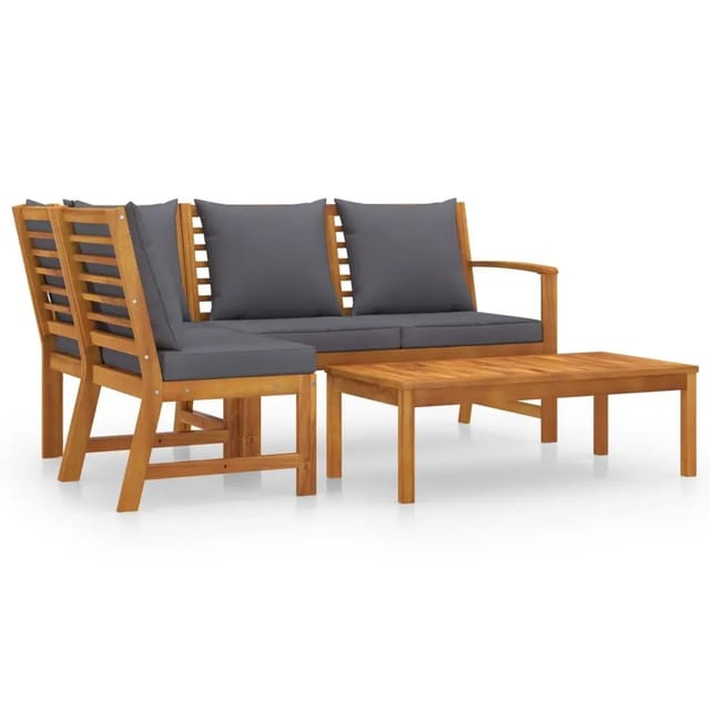 vidaXL 4-Tlg Garten-Lounge-Set mit Auflagen Massivholz Akazie 3057779