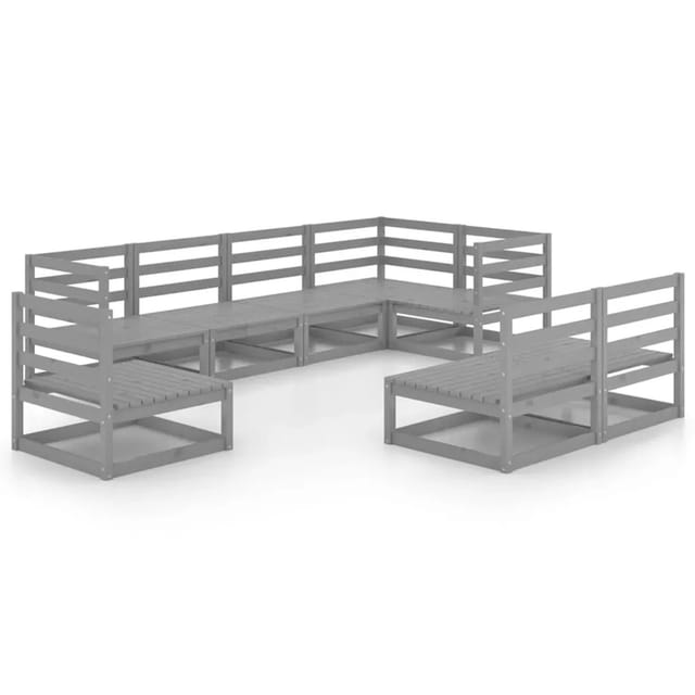 vidaXL 8-Tlg Garten-Lounge-Set Grau Massivholz Kiefer 3075626