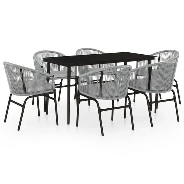 vidaXL 7-Tlg Garten-Essgruppe Grau 3099254