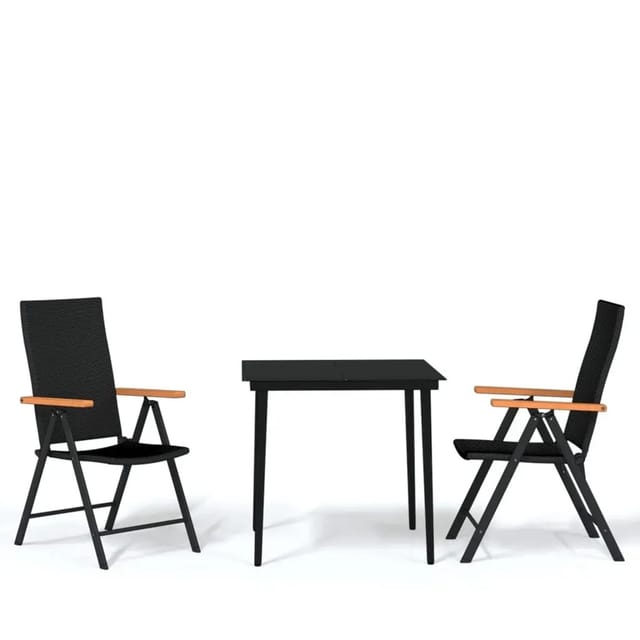 vidaXL 3-Tlg Garten-Essgruppe Schwarz 3099119