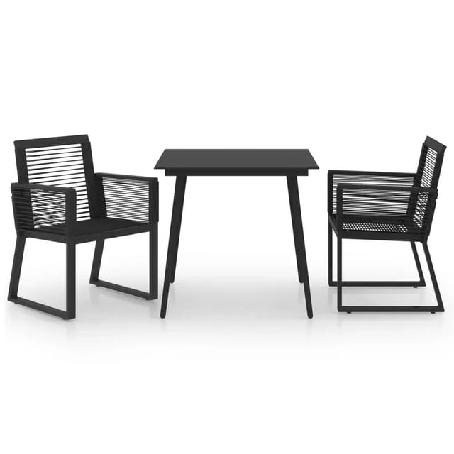 vidaXL 3-Tlg Garten-Essgruppe PVC Rattan Schwarz 3060213