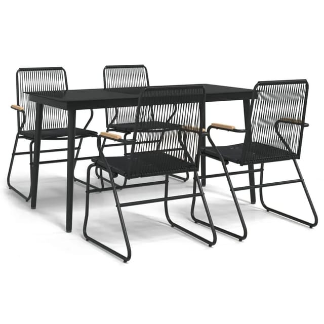 vidaXL 5-Tlg Garten-Essgruppe Schwarz PVC Rattan 3099217