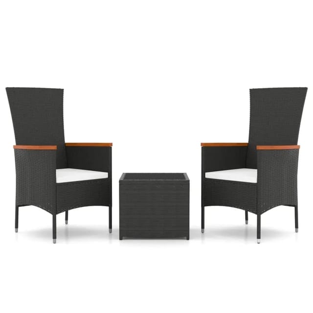 vidaXL 3-Tlg Garten-Lounge-Set Schwarz Poly Rattan & Stahl 3157658