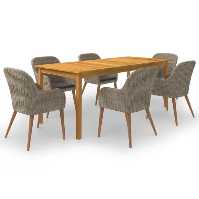 vidaXL 7-Tlg Garten-Essgruppe Braun 3067919
