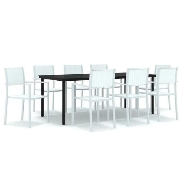 vidaXL 9-Tlg Garten-Essgruppe Weiß 3099262