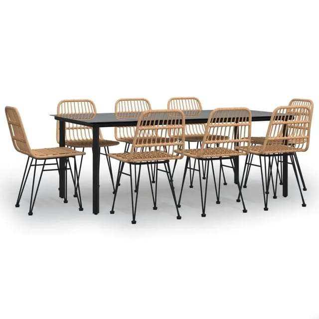 vidaXL 9-Tlg Garten-Essgruppe Poly Rattan 3157893
