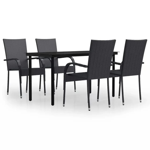 vidaXL 5-Tlg Garten-Essgruppe Schwarz 3099379