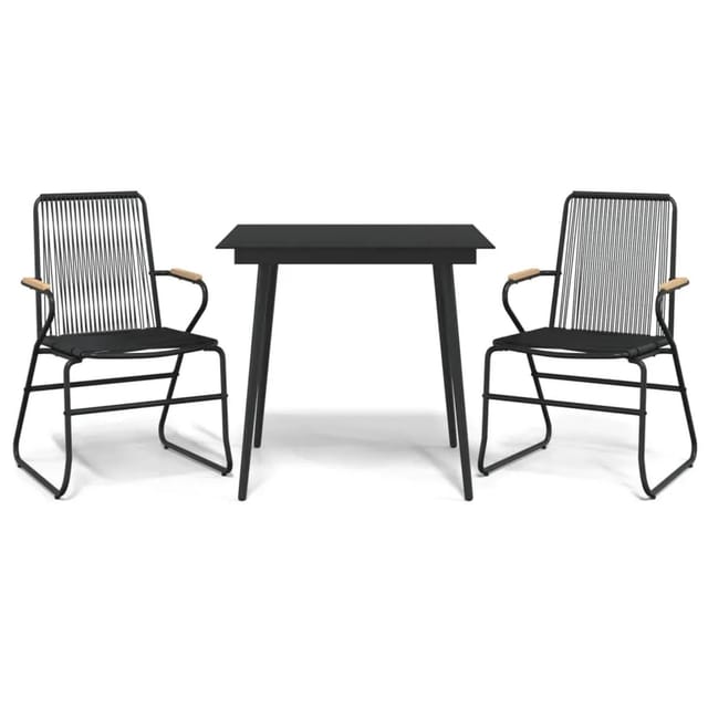 vidaXL 3-Tlg Garten-Essgruppe Schwarz PVC Rattan 3060267