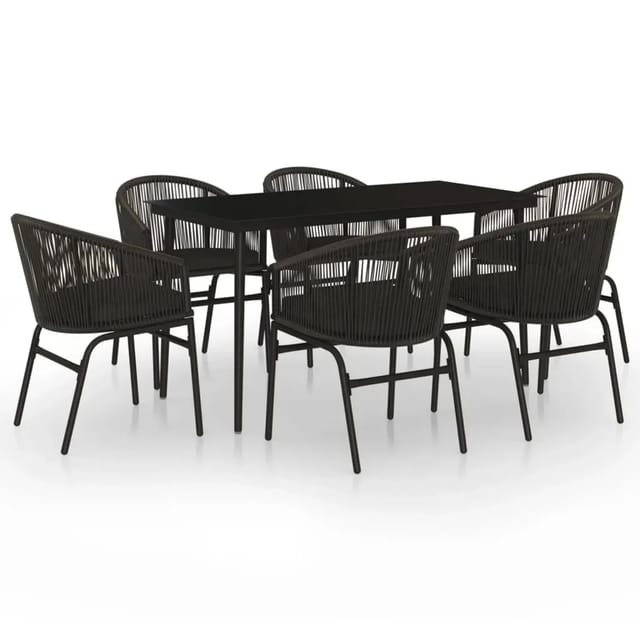 vidaXL 7-Tlg Garten-Essgruppe Schwarz 3099242
