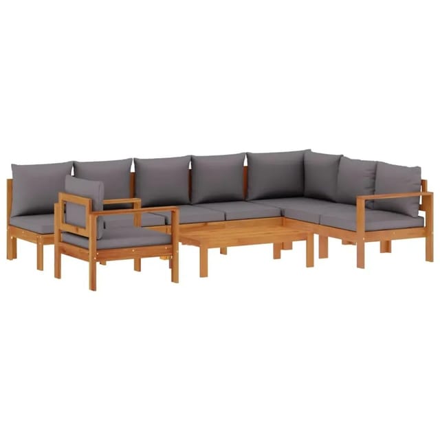 vidaXL 6-Tlg Garten-Sofagarnitur mit Kissen Massivholz Akazie 3214873