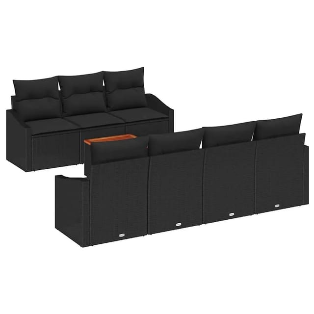 vidaXL Garten-Sofa-Set 8-Tlg Schwarz 3356462