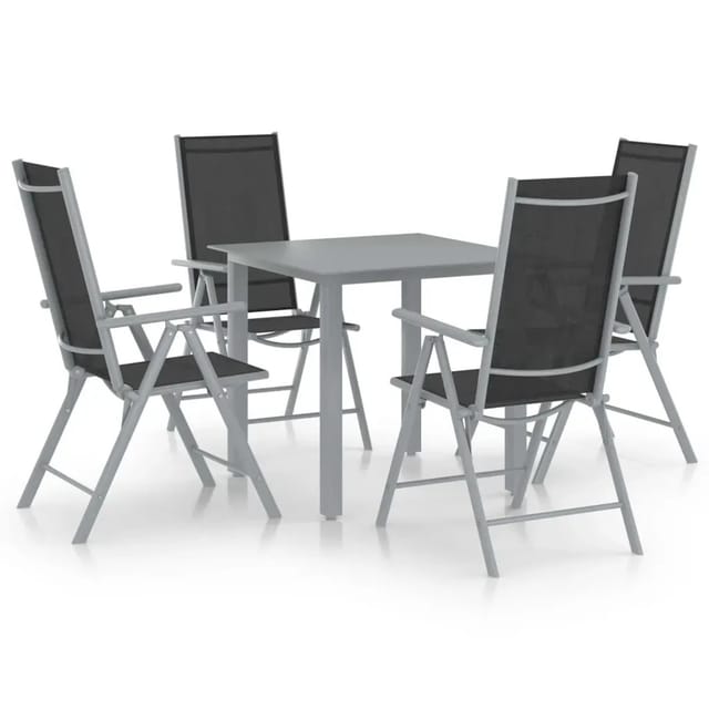 vidaXL 5-Tlg Garten-Essgruppe Aluminium Silbern und Schwarz 3070632