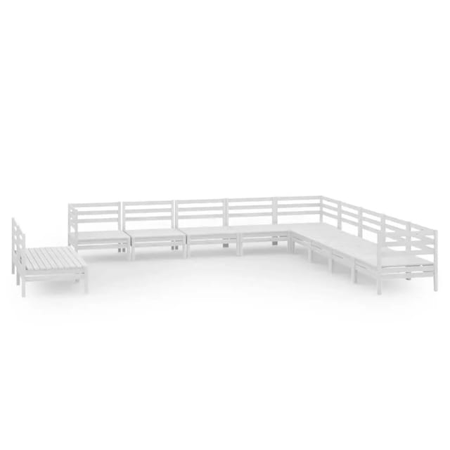 vidaXL 11-Tlg Garten-Lounge-Set Massivholz Kiefer Weiß 3083145