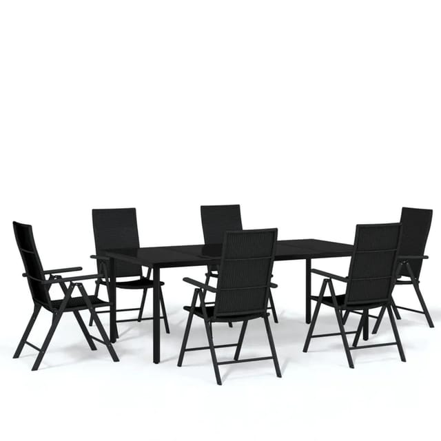 vidaXL 7-Tlg Garten-Essgruppe Schwarz 3099105
