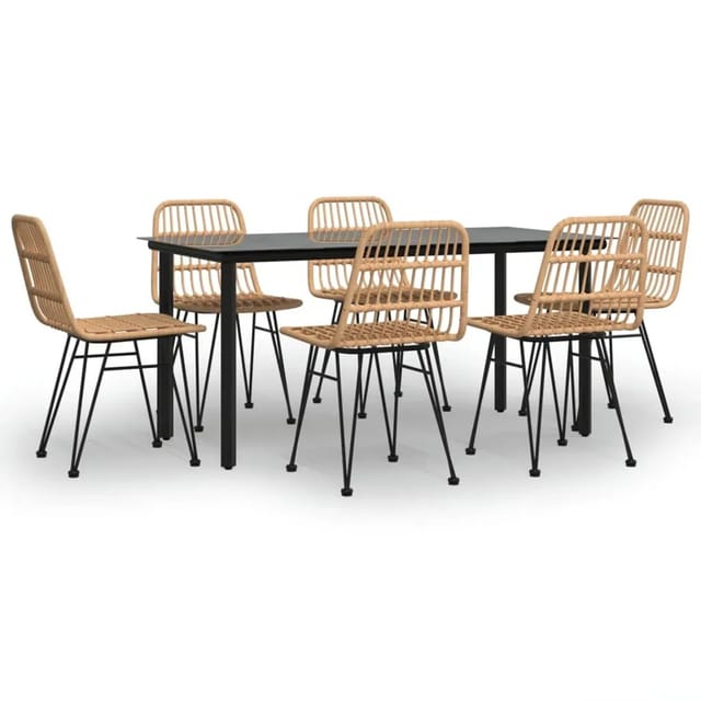 vidaXL 7-Tlg Garten-Essgruppe Poly Rattan 3157891