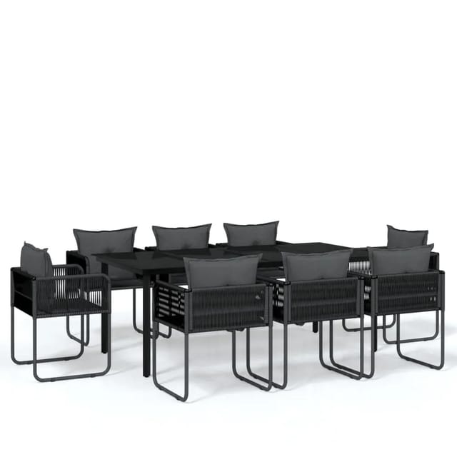 vidaXL 9-Tlg Garten-Essgruppe Schwarz 3099082
