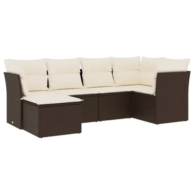 vidaXL 6-Tlg Garten-Sofagarnitur mit Kissen Braun Poly Rattan 3249792