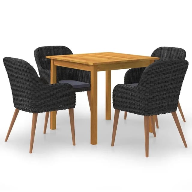 vidaXL 5-Tlg Garten-Essgruppe Schwarz 3067732