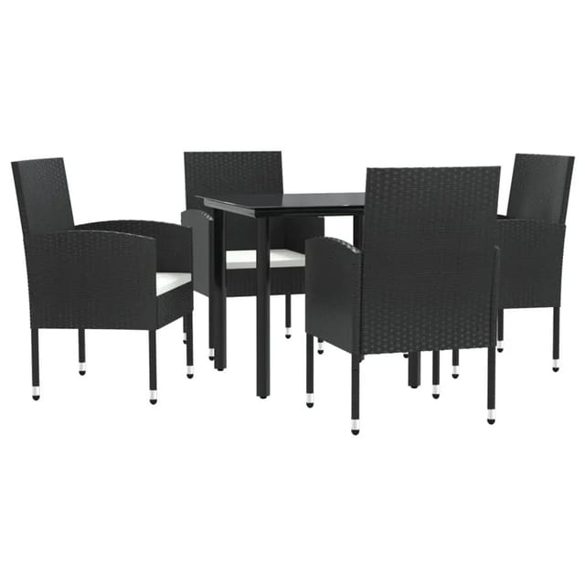 vidaXL 5-Tlg Garten-Essgruppe Schwarz Poly Rattan und Stahl 3203313