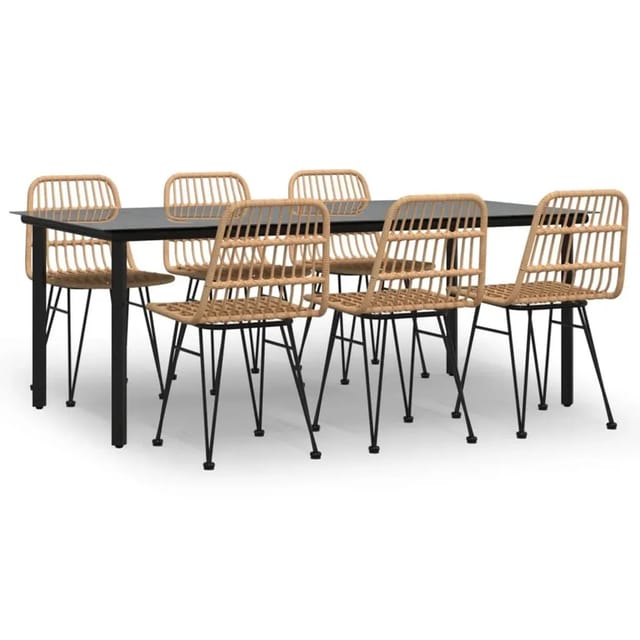 vidaXL 7-Tlg Garten-Essgruppe Poly Rattan 3157892