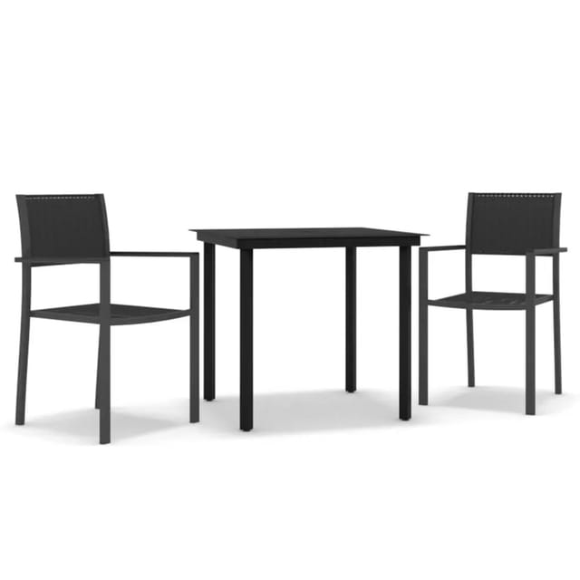 vidaXL 3-Tlg Garten-Essgruppe Schwarz 3099263