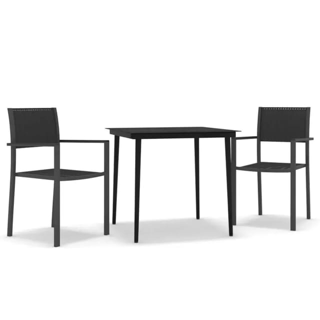 vidaXL 3-Tlg Garten-Essgruppe Schwarz 3099275
