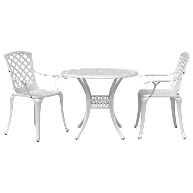 vidaXL 3-Tlg Bistro-Set Weiß Aluminiumguss 3216332