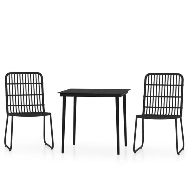 vidaXL 3-Tlg Garten-Essgruppe Schwarz 3099179