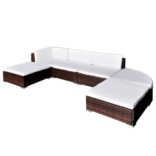 vidaXL 6-Tlg Garten-Lounge-Set mit Auflagen Poly Rattan Braun 41272