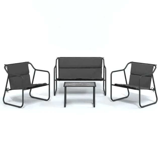 vidaXL 4-Tlg Garten-Lounge-Set mit Kissen Anthrazit Stahl 3186934