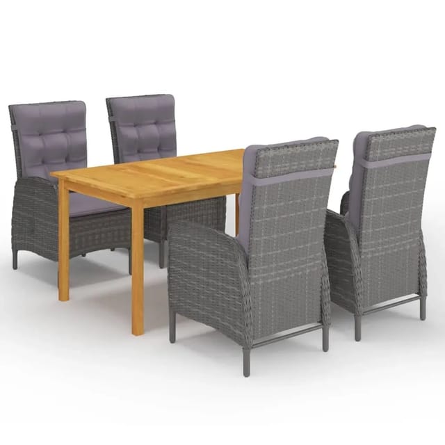 vidaXL 5-Tlg Garten-Essgruppe Grau 3067773