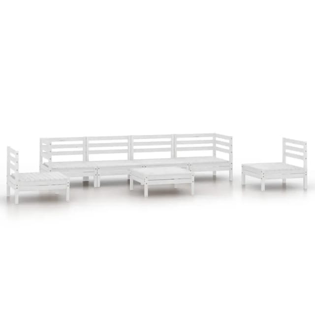 vidaXL 7-Tlg Garten-Lounge-Set Weiß Massivholz Kiefer 3082548
