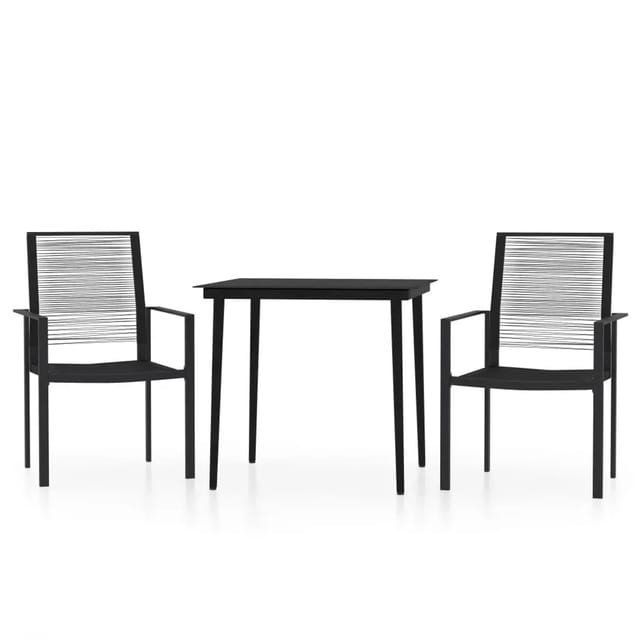 vidaXL 3-Tlg Garten-Essgruppe Schwarz 3099203