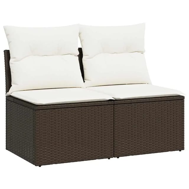 vidaXL 2-Tlg Garten-Sofagarnitur mit Kissen Braun Poly Rattan Akazie 3325239