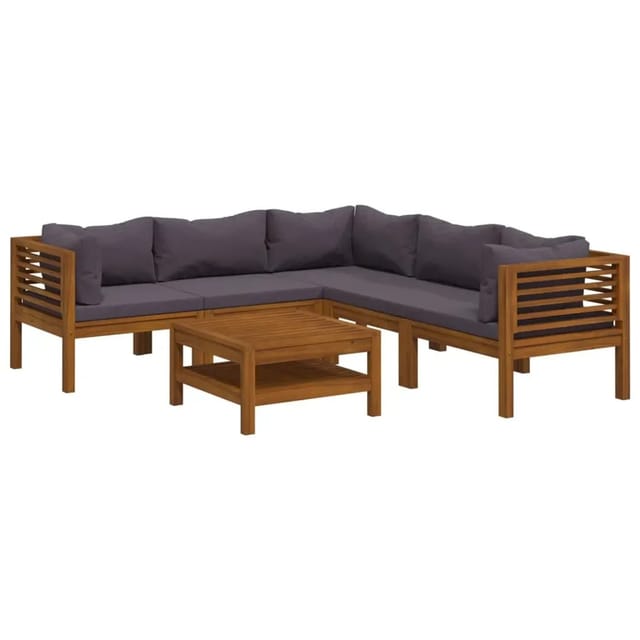 vidaXL 6-Tlg Garten-Lounge-Set mit Auflage Massivholz Akazie 3086905