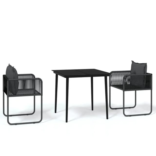 vidaXL 3-Tlg Garten-Essgruppe Schwarz 3099083