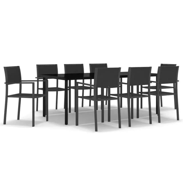 vidaXL 9-Tlg Garten-Essgruppe Schwarz 3099268