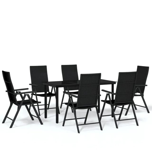 vidaXL 7-Tlg Garten-Essgruppe Schwarz 3099104