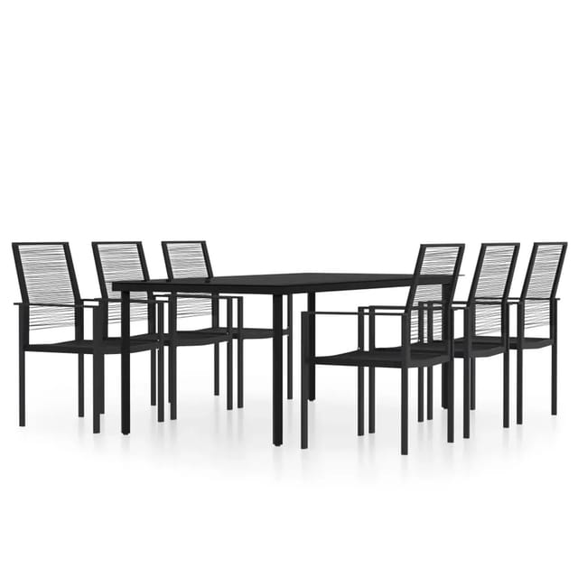 vidaXL 7-Tlg Garten-Essgruppe Schwarz 3099201