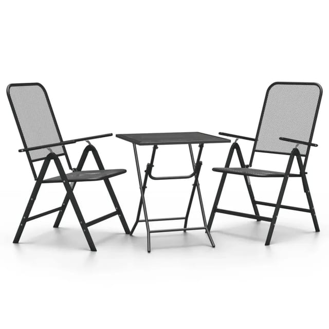 vidaXL 3-Tlg Garten-Essgruppe Streckmetall Anthrazit 3084717