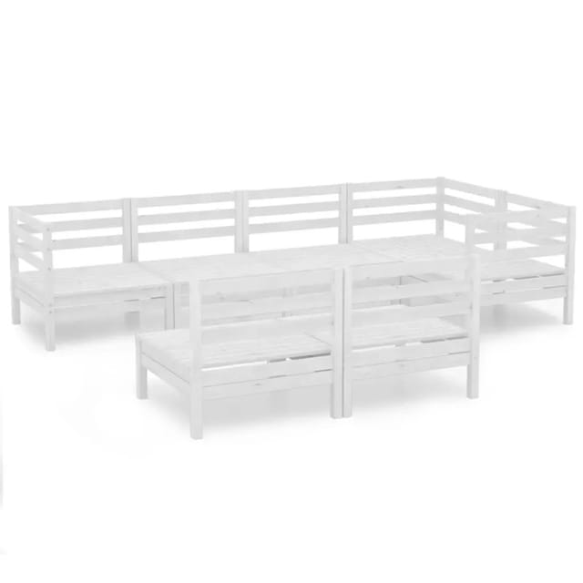 vidaXL 7-Tlg Garten-Lounge-Set Massivholz Kiefer Weiß 3082748