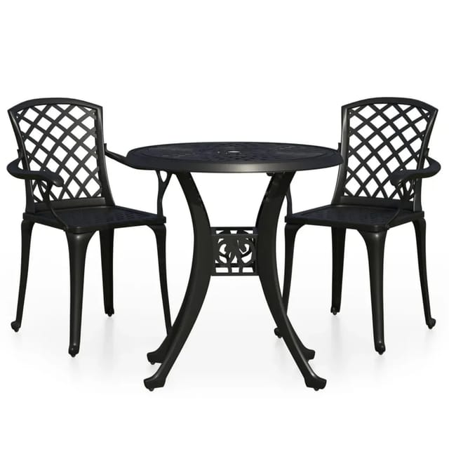 vidaXL 3-Tlg Bistro-Set Aluminiumguss Schwarz 3070581