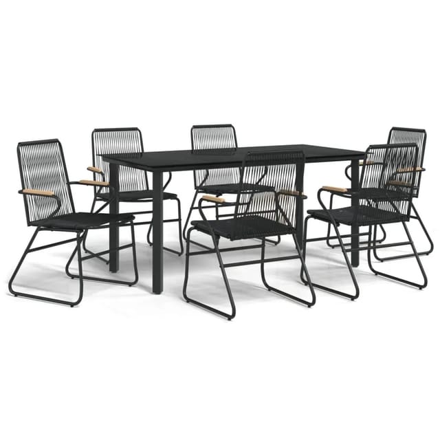vidaXL 7-Tlg Garten-Essgruppe Schwarz PVC-Rattan 3156573
