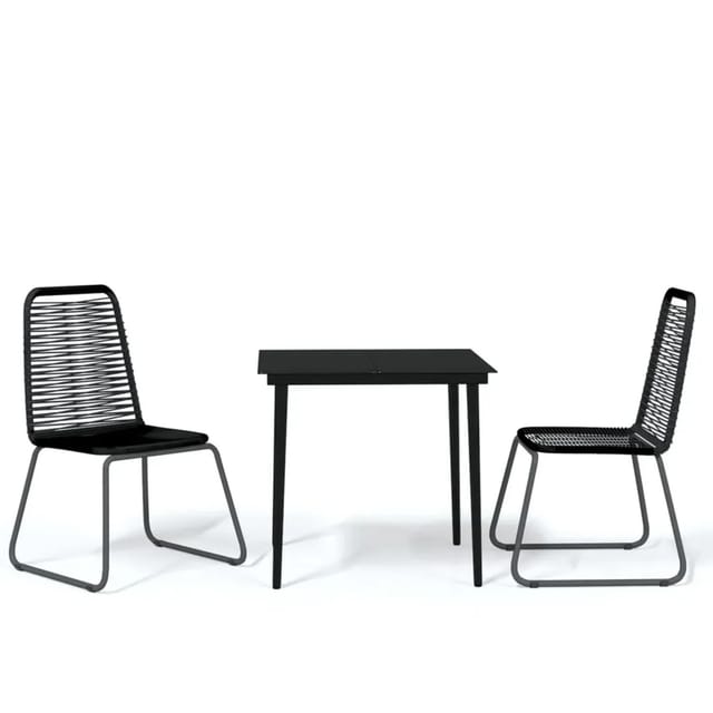 vidaXL 3-Tlg Garten-Essgruppe Schwarz 3099095