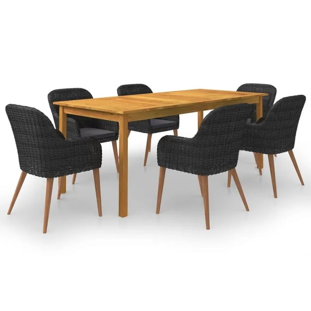 vidaXL 7-Tlg Garten-Essgruppe Schwarz 3067918