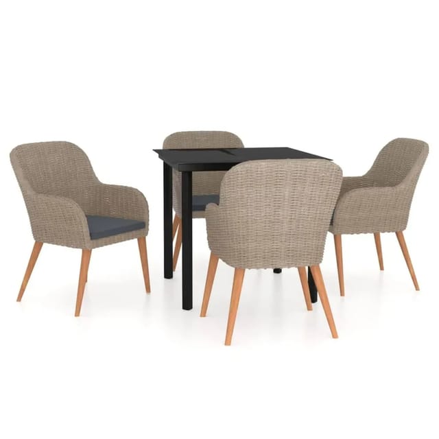 vidaXL 5-Tlg Garten-Essgruppe mit Kissen Braun 3099512