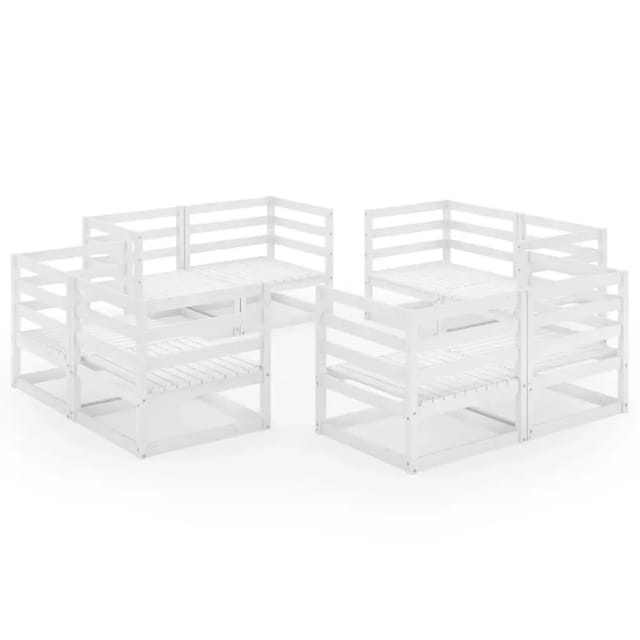 vidaXL 8-Tlg Garten-Lounge-Set Weiß Massivholz Kiefer 3075285