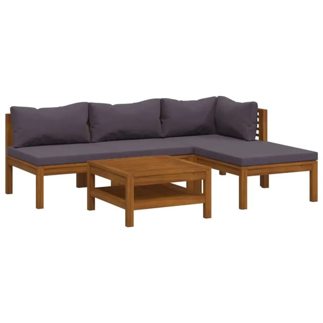 vidaXL 5-Tlg Garten-Lounge-Set mit Auflage Massivholz Akazie 3086894