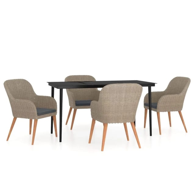 vidaXL 5-Tlg Garten-Essgruppe mit Kissen Braun 3099525