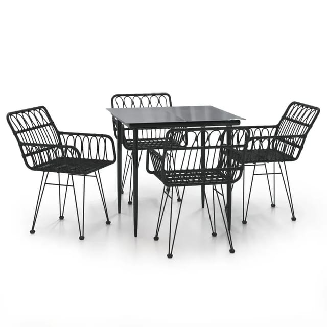 vidaXL 5-Tlg Garten-Essgruppe Schwarz Poly Rattan 3157853